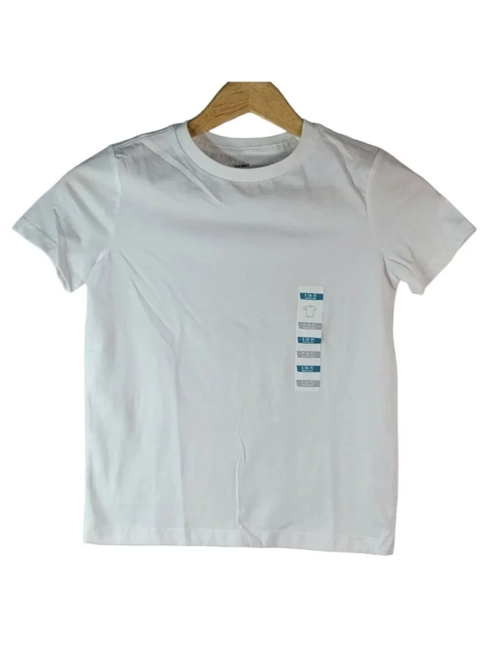 Old Navy Boys Short Sleeve T Shirt White Size 6 Small Crew Neck Layer Solid NEW